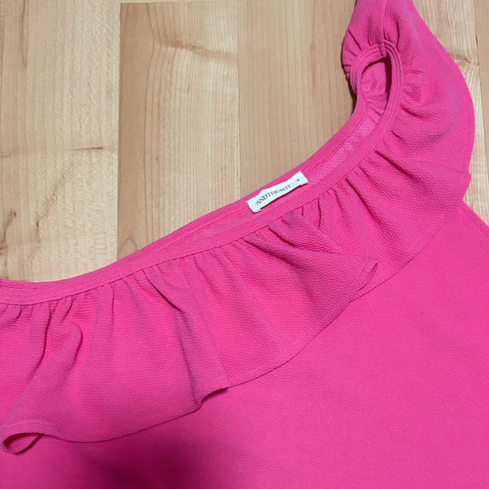 Pink One-Shoulder Ruffle Top - Picture 3 of 4